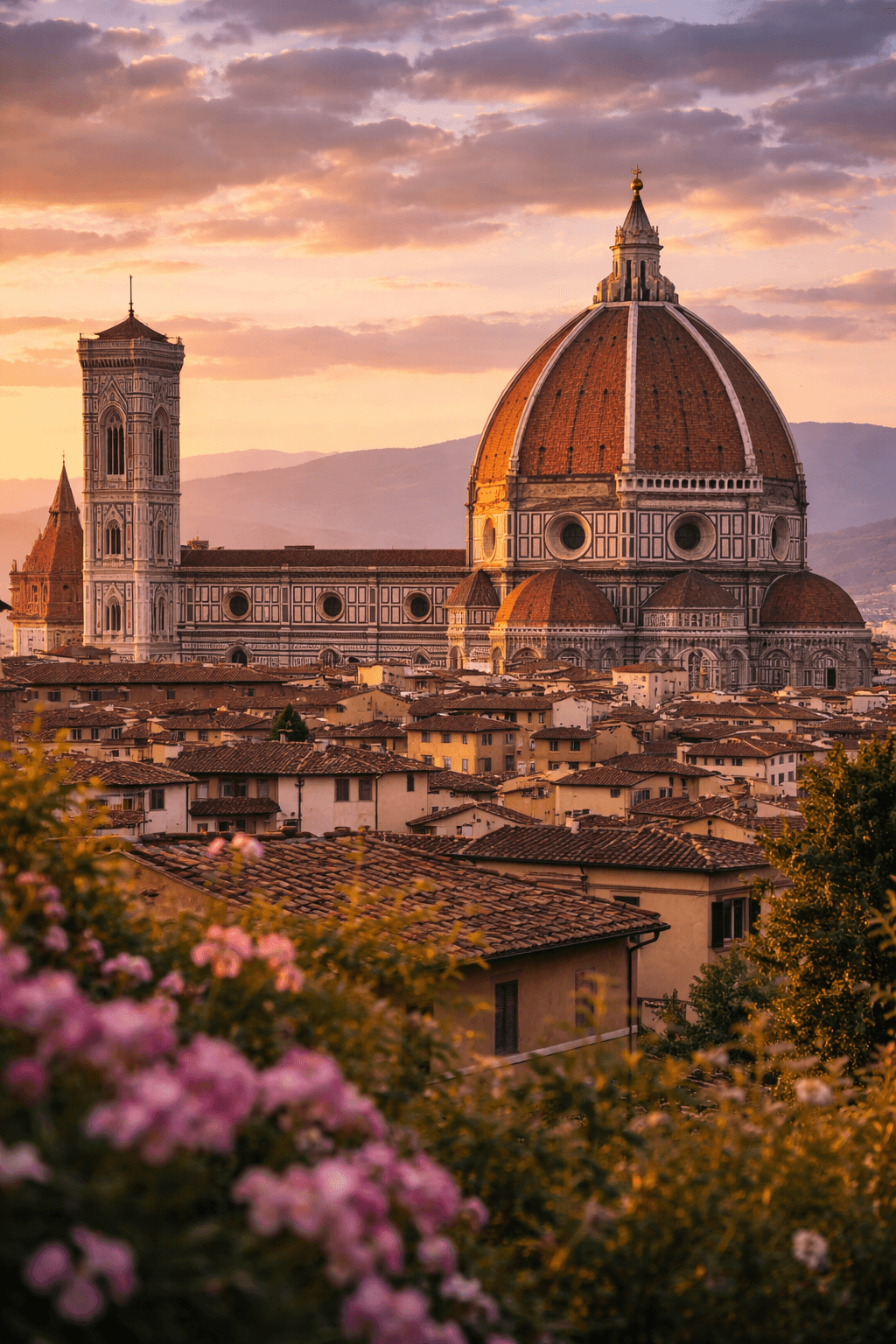 Panoramic cityscape of Florence featuring the iconic Duomo and historic architecture